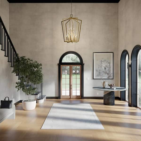 Abbotswell 49 in. 16-Light Natural Brass Traditional Candle Foyer Pendant Hanging Light