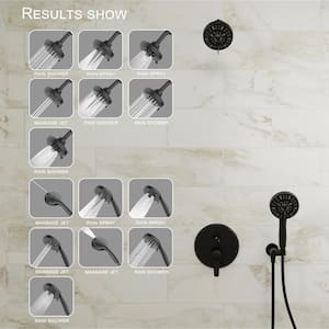 14-Spray Dual Shower Head Wall Mount Fixed and Handheld Shower Head 2.0 GPM in Matte Black