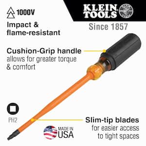 6 in. Round Shank #2 Square Slim-Tip Insulated Screwdriver