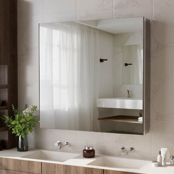 20 in. W x 24 in. H Rectangular Aluminum Recessed or Surface-Mount Medicine Cabinet with Mirror