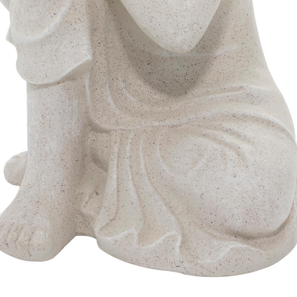 20" Gray Magnesium Oxide Meditating Buddha Garden Sculpture