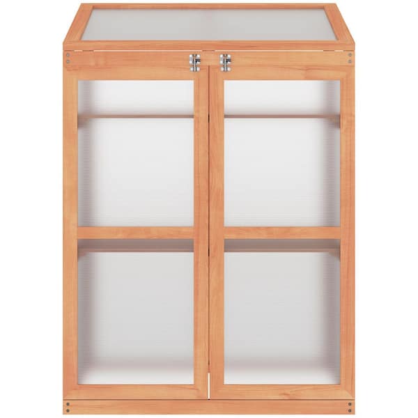 30 in. W x 24 in. D x 44 in. H Outsunny Wooden Cold Frame Small Mini Greenhouse Cabinet