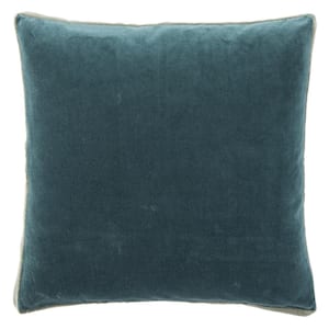 Laina Solid Teal/ Gray Poly Throw Pillow 18 inch