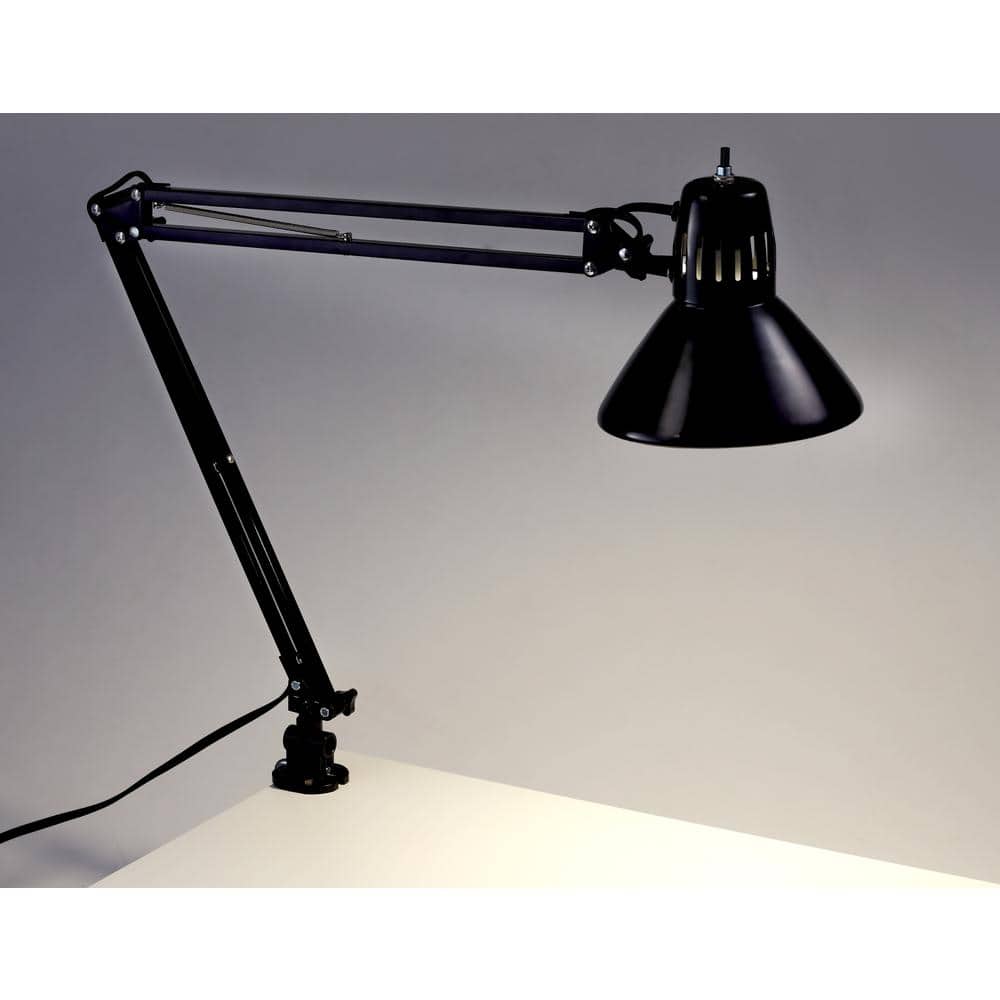 Sleek 36" Black Metal LED Clamp Desk Lamp with Adjustable Arm