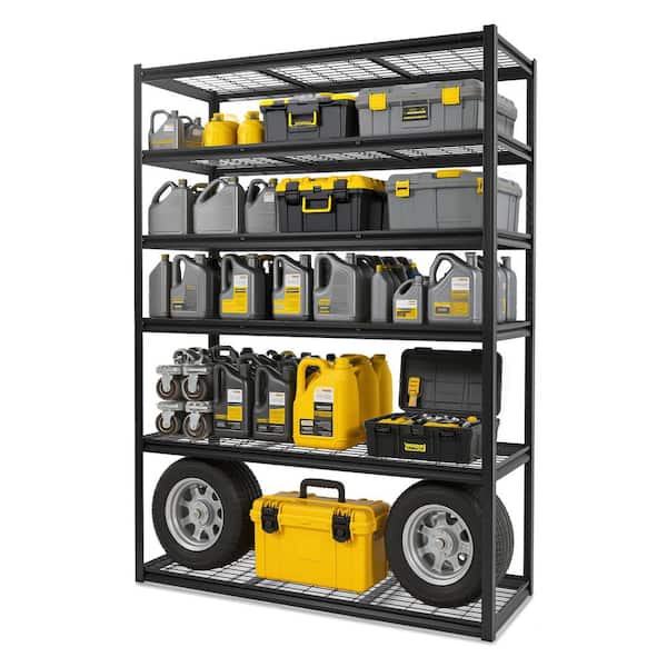 6-Tiers Heavy Duty Metal Adjustable Garage Storage Shelving Unit in Black (60 in. W x 83.8 in. H x 23.6 in. D)