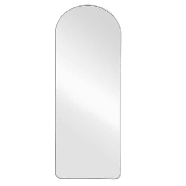 Dovelina 65 in. x 22 in. Modern Full Length Arch Mirror Metal Framed Decorative Mirror in Silver