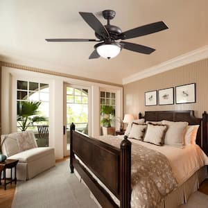 52 in. Indoor Black Crystal Ceiling Fan with 3 Speed Wind 5 Plywood Blades Remote Control AC Motor with Light