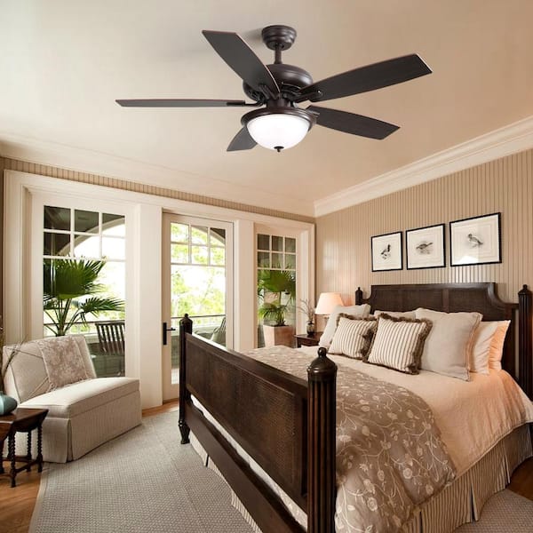52 in. Indoor Black Crystal Ceiling Fan with 3 Speed Wind 5 Plywood Blades Remote Control AC Motor with Light