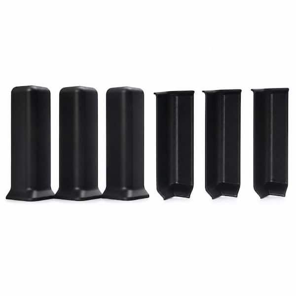 4 in. Self Adhesive Baseboard Corner Blocks for Rubber Moulding Trim, Black