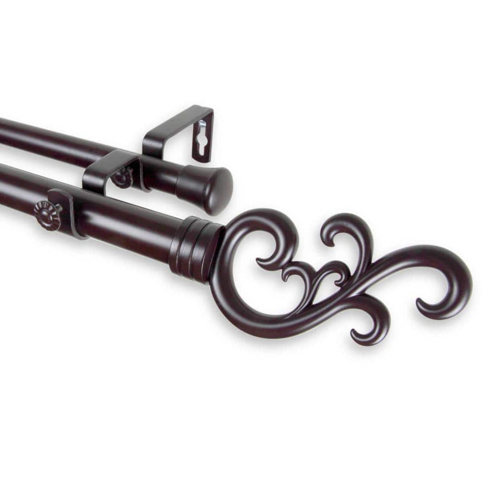 66 in. - 120 in. Telescoping 1 in. Double Curtain Rod Kit in Mahogany with Madeline Finial price history on PriceWatchPro