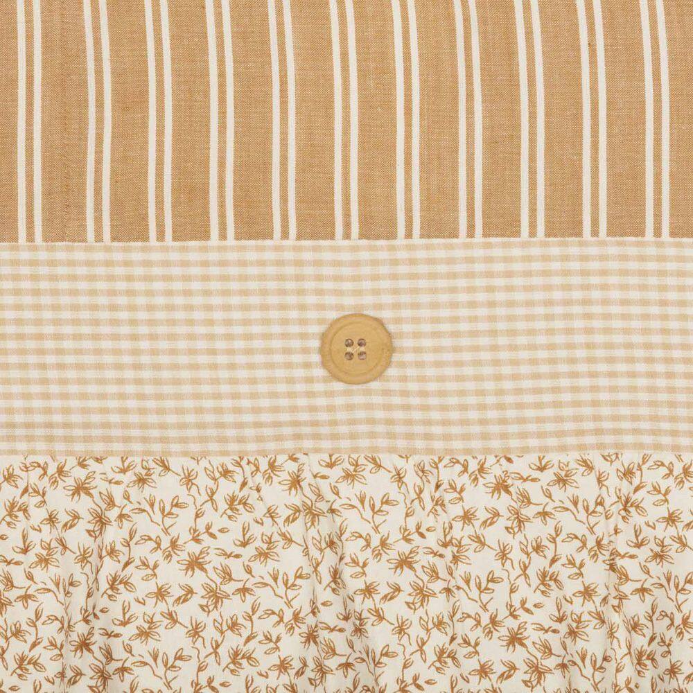Gold and Creme Cotton Ruffled Valance with Wood Button Detail