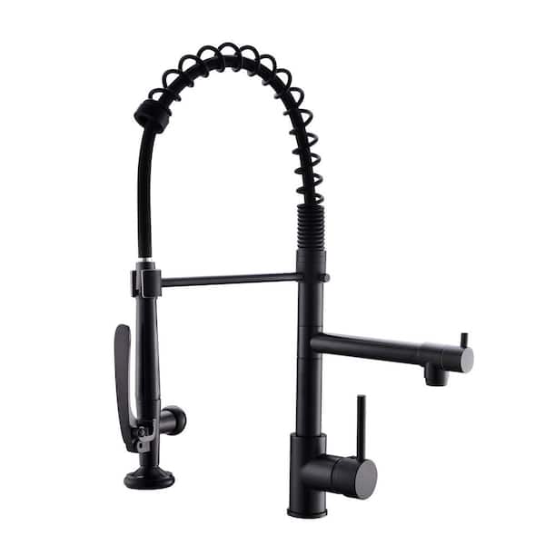 cadeninc 20.66 in. H Commercial Single Handle Pull Down Sprayer Kitchen Sink Faucet in Black with 360 ° Spout Swivel