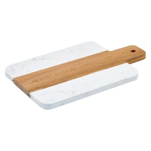 11.2 in. Marble and Wood Serving Board