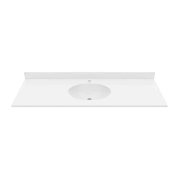 Swan Ellipse 55 in. W x 22 in. D Solid Surface Vanity Top in White with White Basin