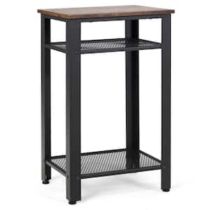 Industrial 29.5 in. 3-Tier Tall Nightstand Side End Telephone Table with Mesh Shelves