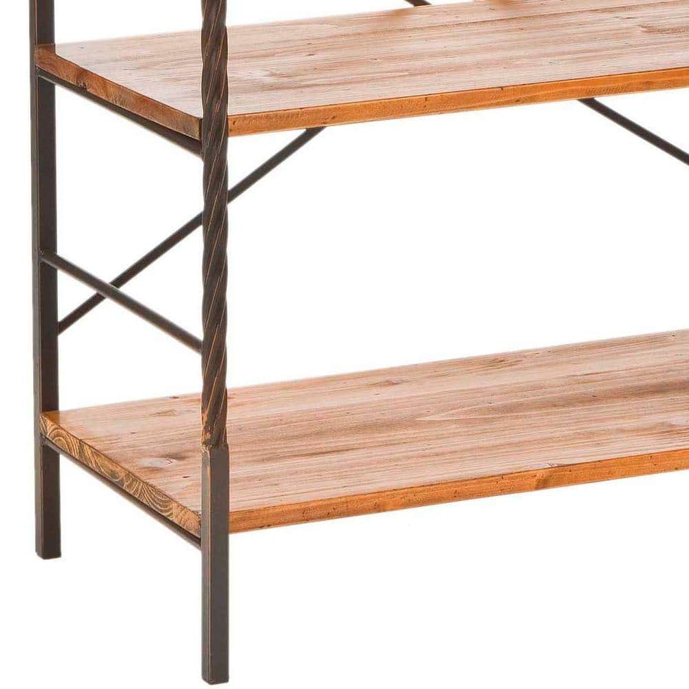 Brooke 6-Tier Walnut and Pewter Industrial Etagere