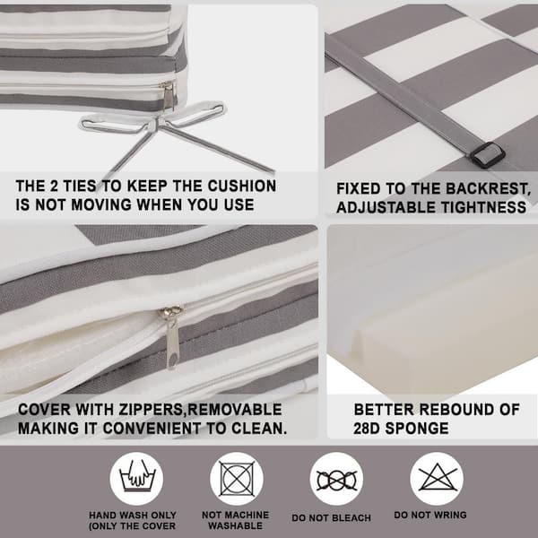 Grey White 22 x 74 Outdoor Lounge Chair Cushion Replacement, Patio