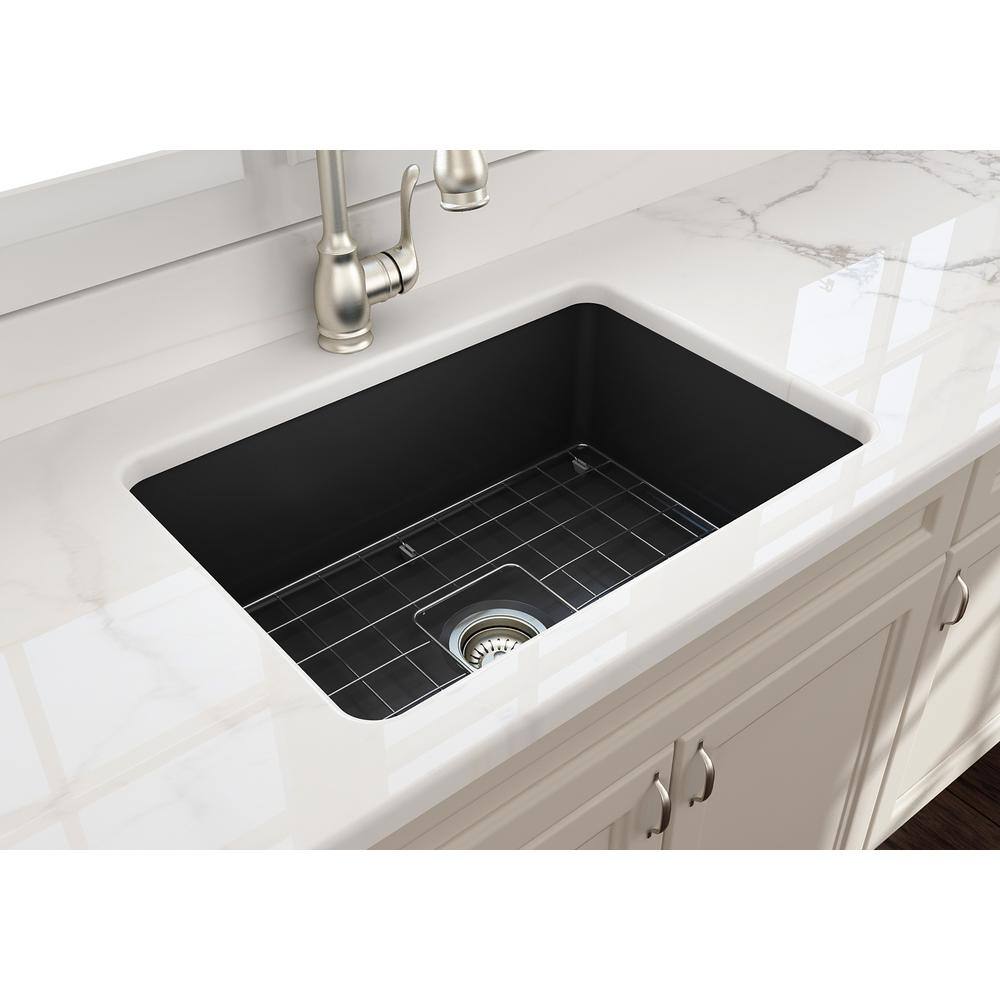 Matte Dark Gray Fireclay Single Bowl Drop-in Kitchen Sink