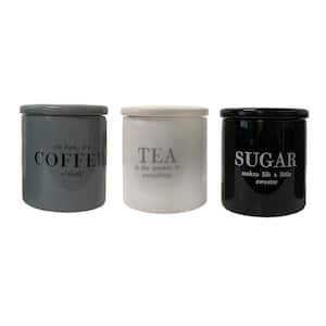 Two's Company Distressed Red Metal Canister 4 Pc Set. Sugar, Coffee, Flour,  Tea