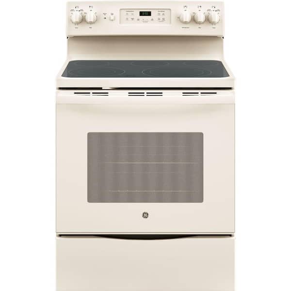 GE 30 in. 5.3 cu. ft. Electric Range with Self-Cleaning Convection Oven in Bisque