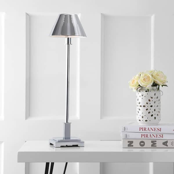 JONATHAN Y Roxy 26 in. Chrome Metal Shade Table Lamp