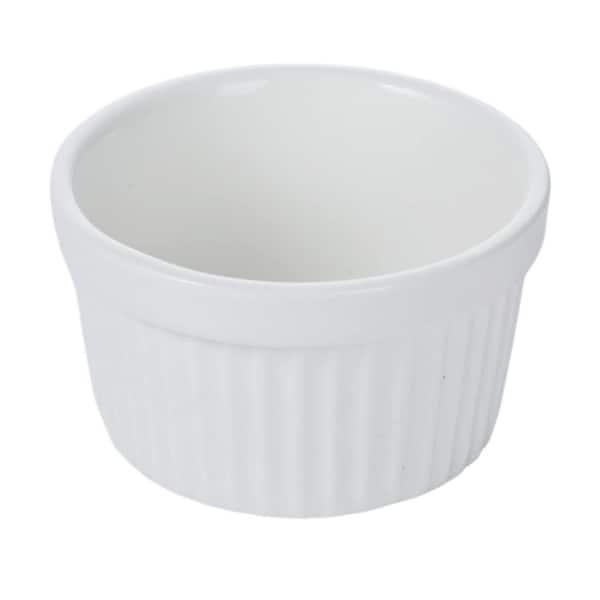 2 pcs White Ceramic Ramekins Oven Safe Bakeware Set for Souffle Creme Brulee Pudding Custard and Sauces