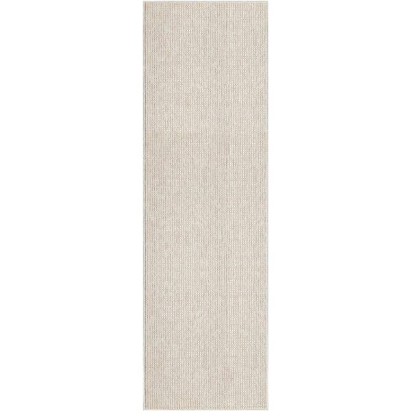 Textured Home Ivory Beige 2 ft. x 12 ft. All-over design Contemporary Area Rug