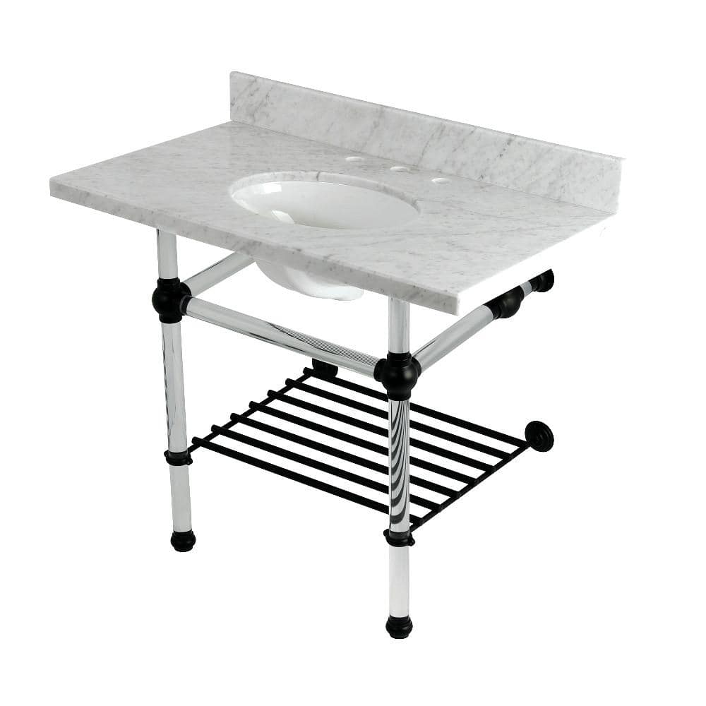 Kingston Brass Templeton 36 in. Marble Console Sink with Acrylic Legs