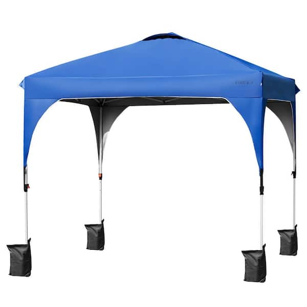Clihome 10 ft. x 10 ft. Outdoor Adjustable Pop-up Camping Canopy Tent in Blue with Roller Bag