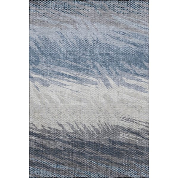 Mayfield Premium Machine Washable Abstract AMF2272 Denim 10 ft. x 14 ft. Area Rug