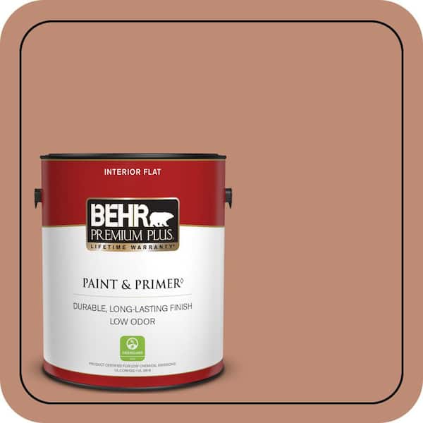 BEHR PREMIUM PLUS 1 gal. #230F-5 Suntan Glow Flat Low Odor Interior Paint & Primer