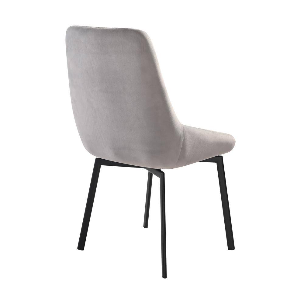 Gray Upholstered Swivel Parsons Side Chair with Metal Legs