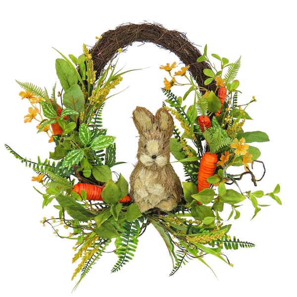 National Tree Company 16 in. Bunny on Carrot Decorated Easter Wreath