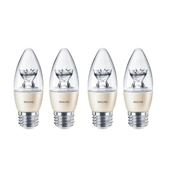 Philips 40-Watt Equivalent B13 Dimmable LED Blunt Tip Candle Soft White (2700K) (4-Pack)