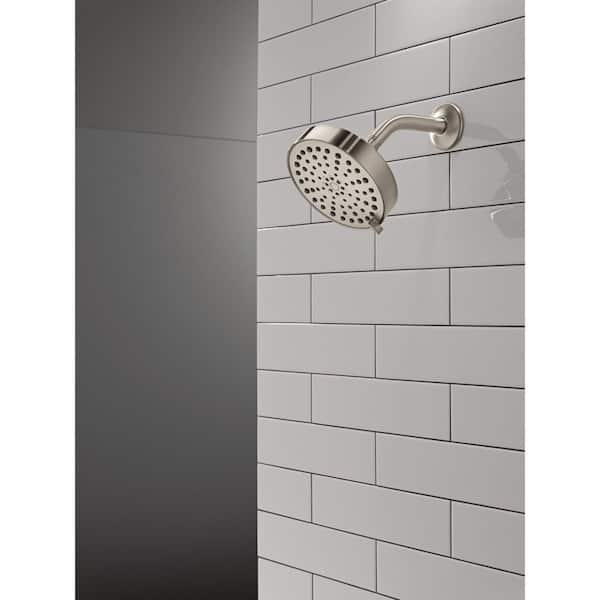4-Spray Patterns 5.75 in. Wall Mount Fixed Shower Head in Spotshield Brushed Nickel