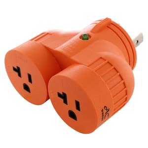 Generator V-Duo Outlet Adapter L5-30P 30 Amp 3-Prong Locking Plug to Two 15 Amp/20 Amp Household Outlet