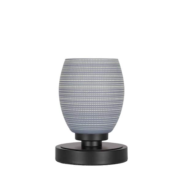 Unbranded Quincy 7.5 in. Matte Black Accent Lamp with Glass Shade