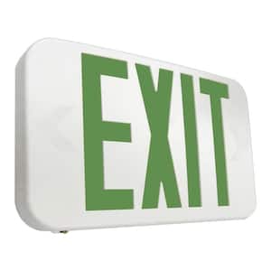 25-Watt White Integrated LED Exit Sign with Green Letters