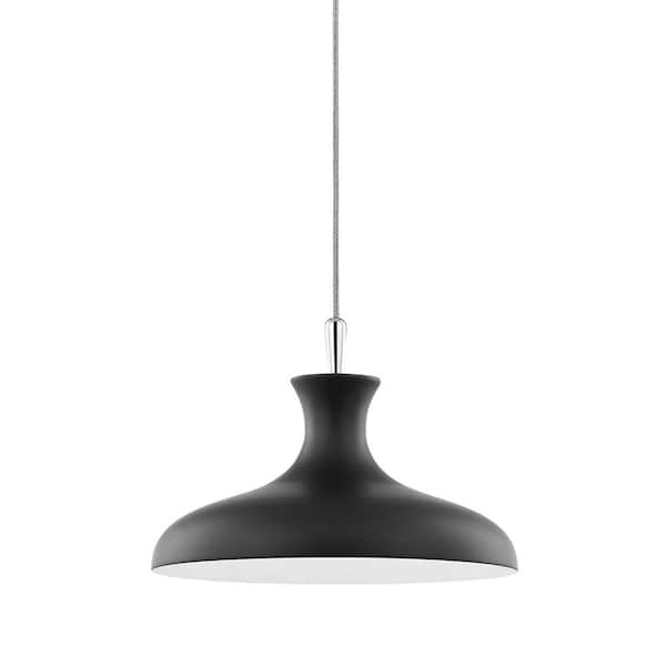 MITZI HUDSON VALLEY LIGHTING Cassidy 1-Light Polished Nickel/Soft Black Geometric Pendant with Metal Shade