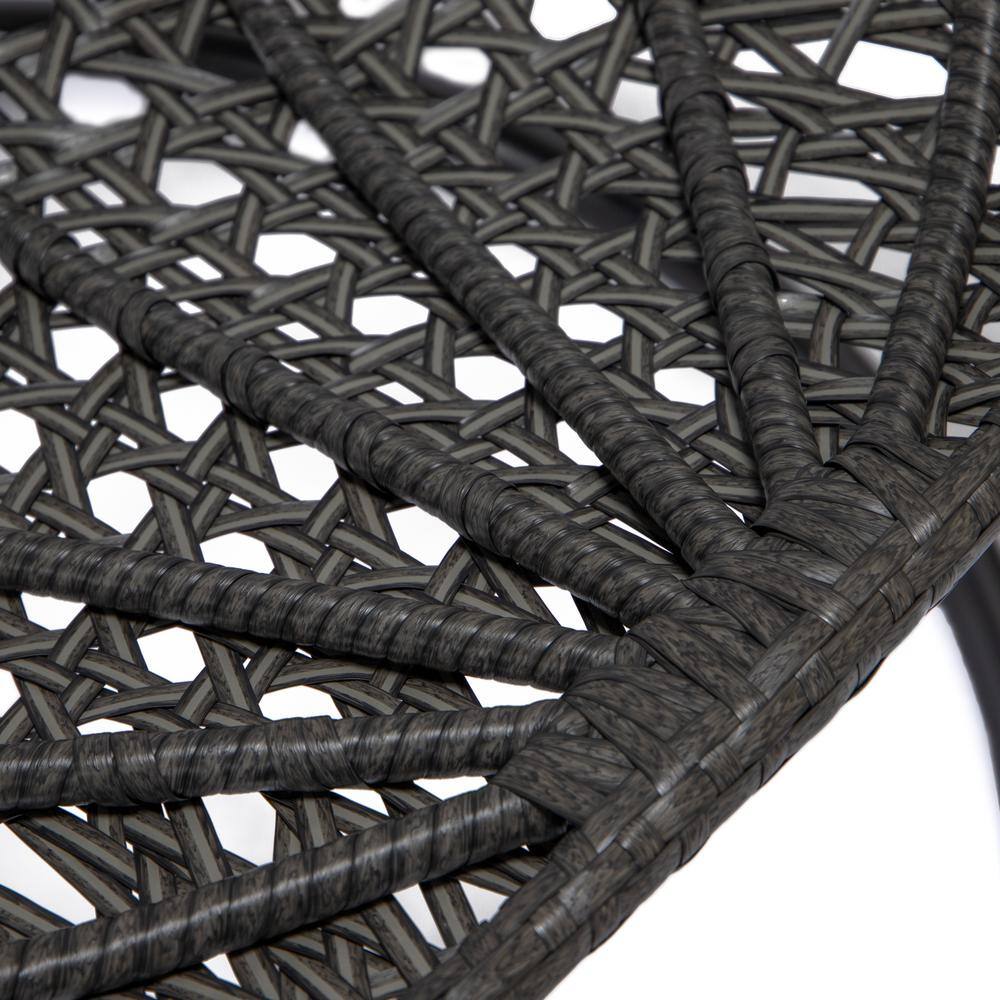 Charcoal Wicker Hanging Egg Chair with Dark Green Cushions