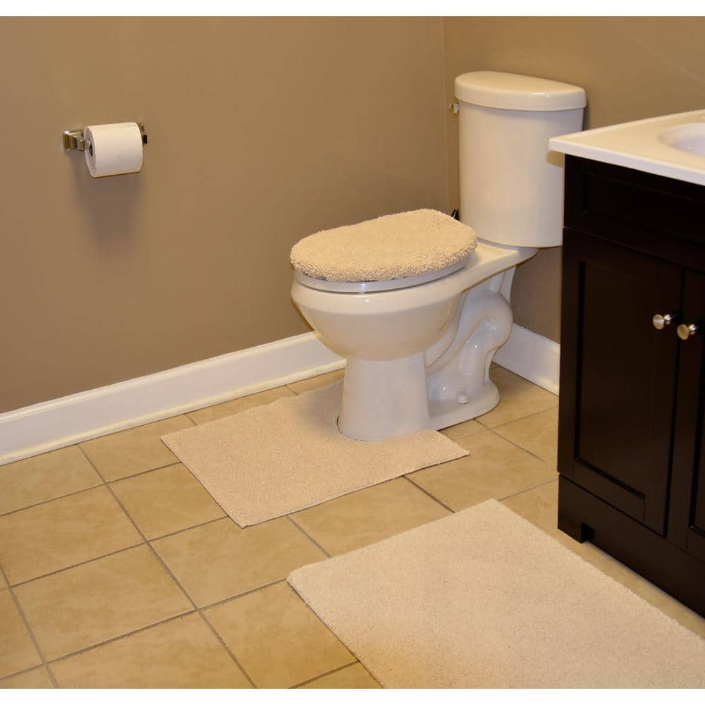 Natural Cotton 3-Piece Bath Rug Set with Non-Slip Backing