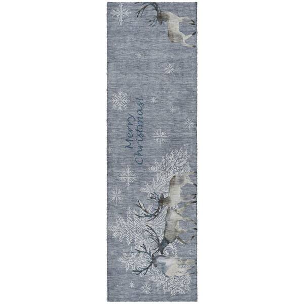 Dream Shag Premium Machine Washable Abstract ADS213 Ash 2 ft. x 7 ft. Runner Rug