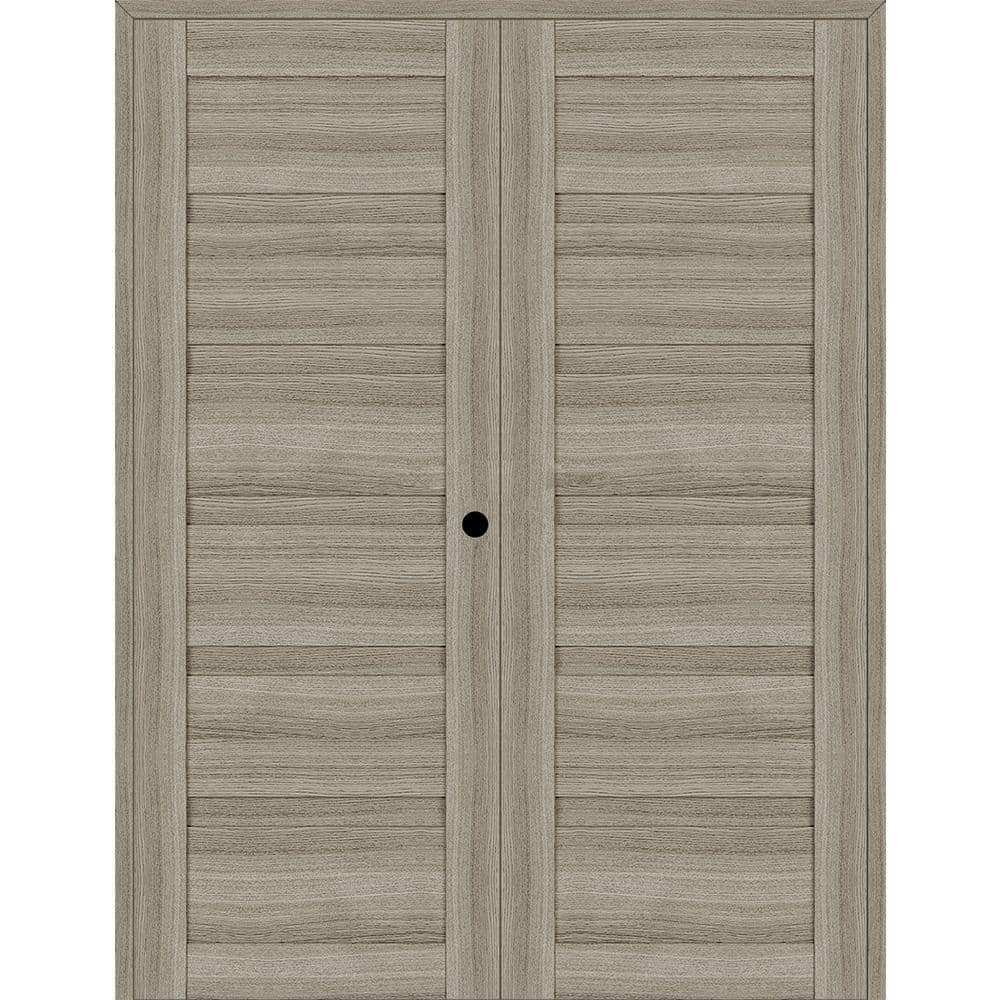 Louver 60 in. x 95.25 in. Left Active Shambor Wood Composite Double Prehung Interior Door price history on PriceWatchPro
