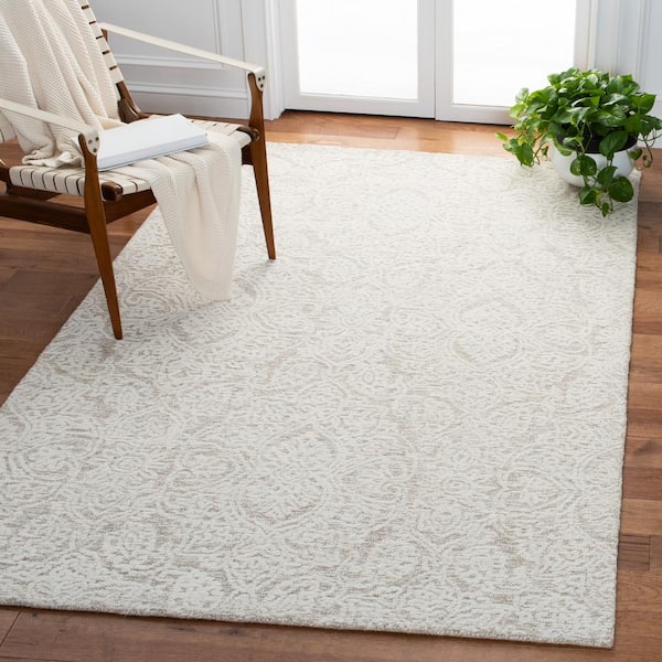 Metro Natural/Ivory 6 ft. x 8 ft. Floral Medallion Area Rug