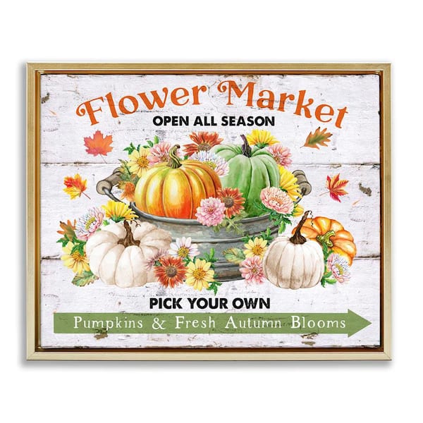 Pick Your Own Fall Market by Creatif Belle Gold Floater Frame Nature Graphic Art Print 17 in. x 21 in.