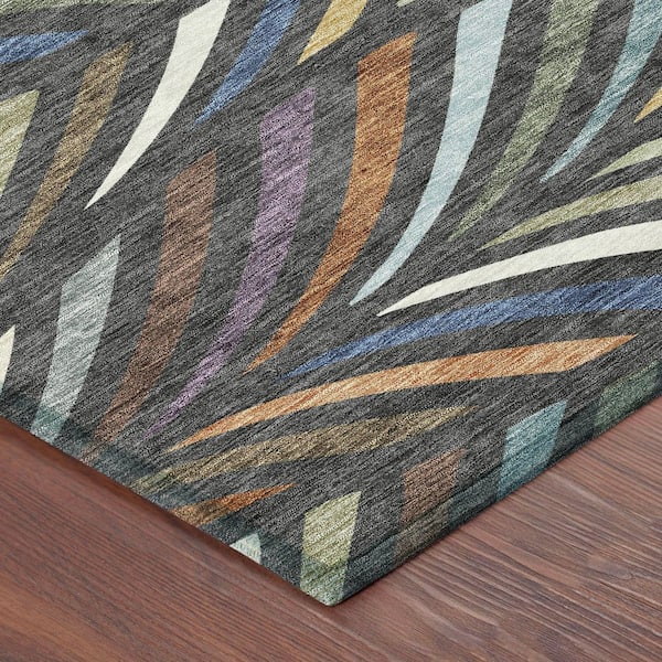 Chantille Machine Washable Indoor/Outdoor Abstract ACN2475 Charcoal 8 ft. x 10 ft. Area Rug