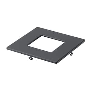 Direct-to-Ceiling 4 in. Textured Black Decorative Square Ultra-Thin Recessed Light Trim