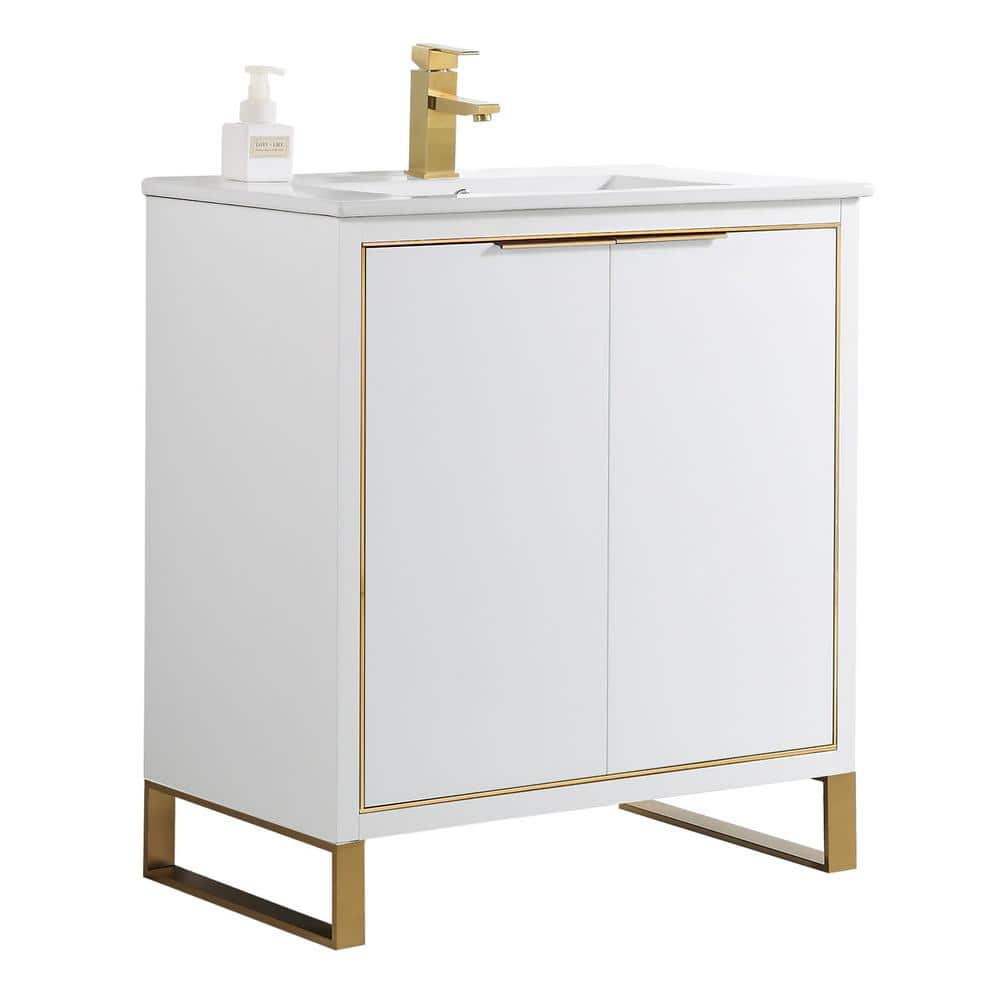 Opulence 30 in. W x 18 in. D x 33.5 in. H Bath Vanity in White Matte with White Ceramic Top price history on PriceWatchPro