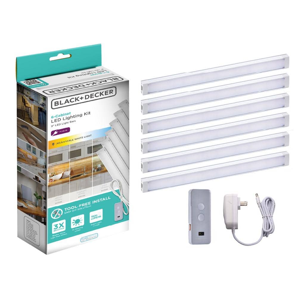 9" Adjustable White LED Under Cabinet Lighting Kit with Remote