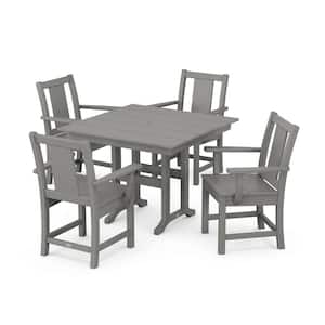 5-Piece Prairie Farmhouse Plastic Square Outdoor Dining Set in Slate Grey